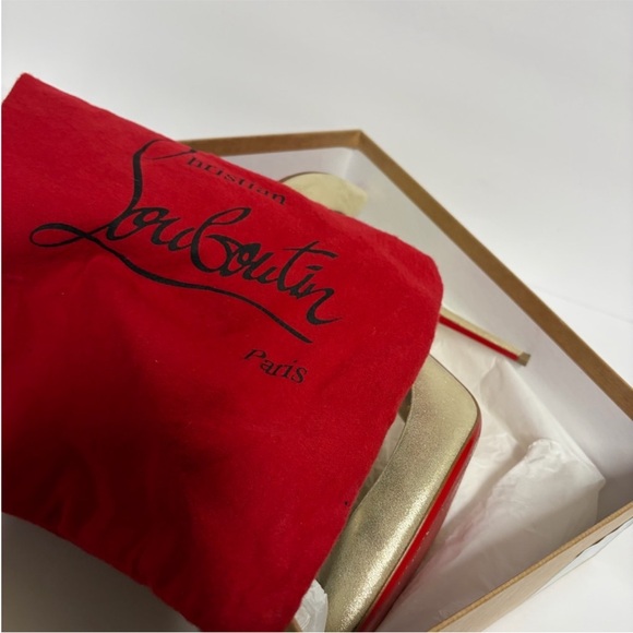 Christian Louboutin Iriza 100 Suede Metal Platine D’orsay - Picture 10 of 10